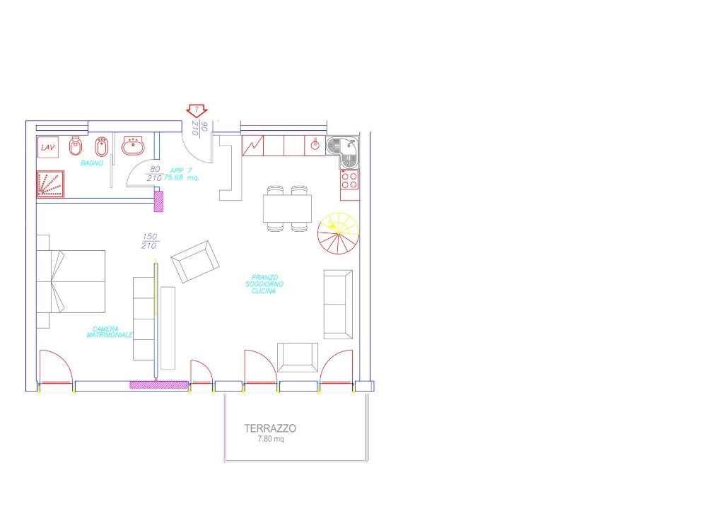 Quadrilocale a Pisa, 2 bagni, posto auto, 123 m², 2° piano, terrazzo