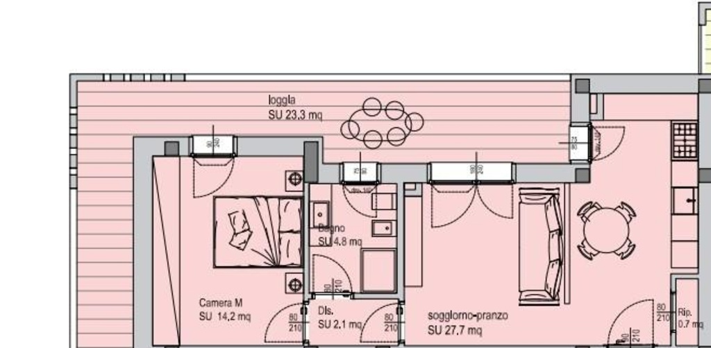 Bilocale a Pisa, 1 bagno, posto auto, 60 m², 1° piano, ascensore