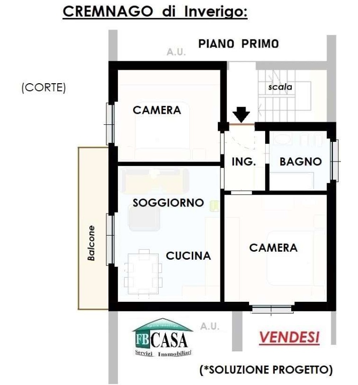 Trilocale in VIA GALILEO GALILEI, Inverigo, 1 bagno, 65 m², 1° piano