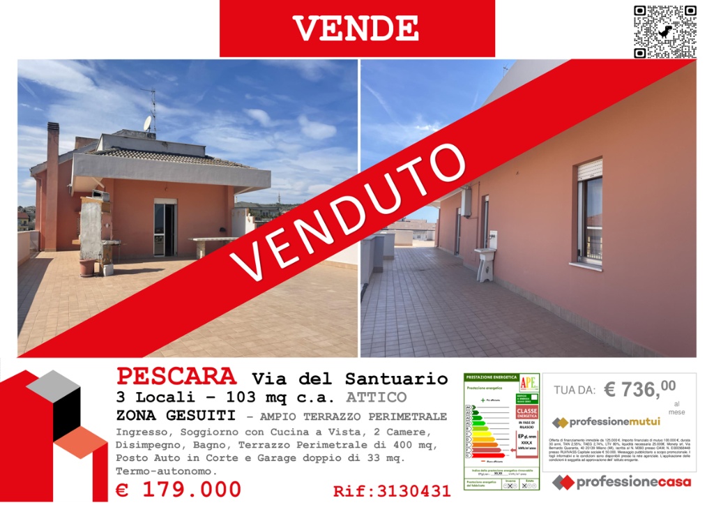 Attico in Via del Santuario 147/1, Pescara, 3 locali, 1 bagno, 103 m²