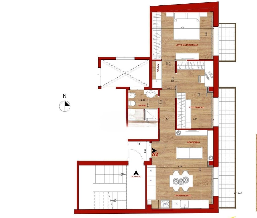 Trilocale a Matera, 1 bagno, 89 m², 2° piano, riscaldamento autonomo