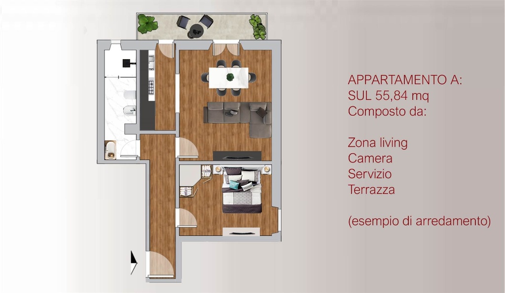 Bilocale a Firenze, 1 bagno, 55 m², 2° piano, aria condizionata